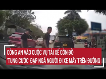 Tài xế côn đồ đạp ngã người đi xe máy ở Hà Nội